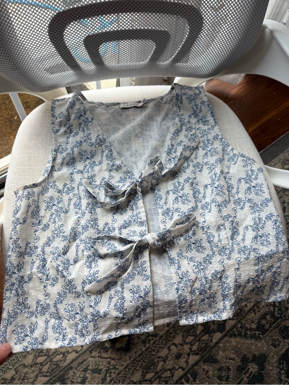 Blue Floral Tie-Front Crop Top